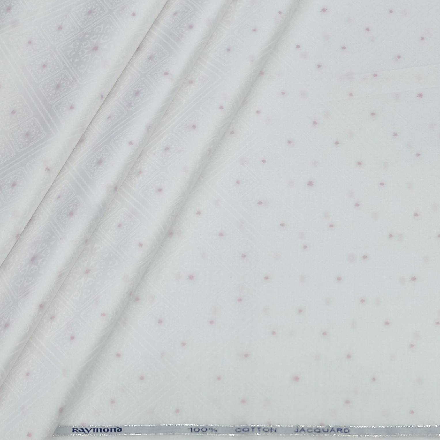 Shirt Fabric Raymond 100% Giza Cotton Premium Jacquard Colour White N Pink